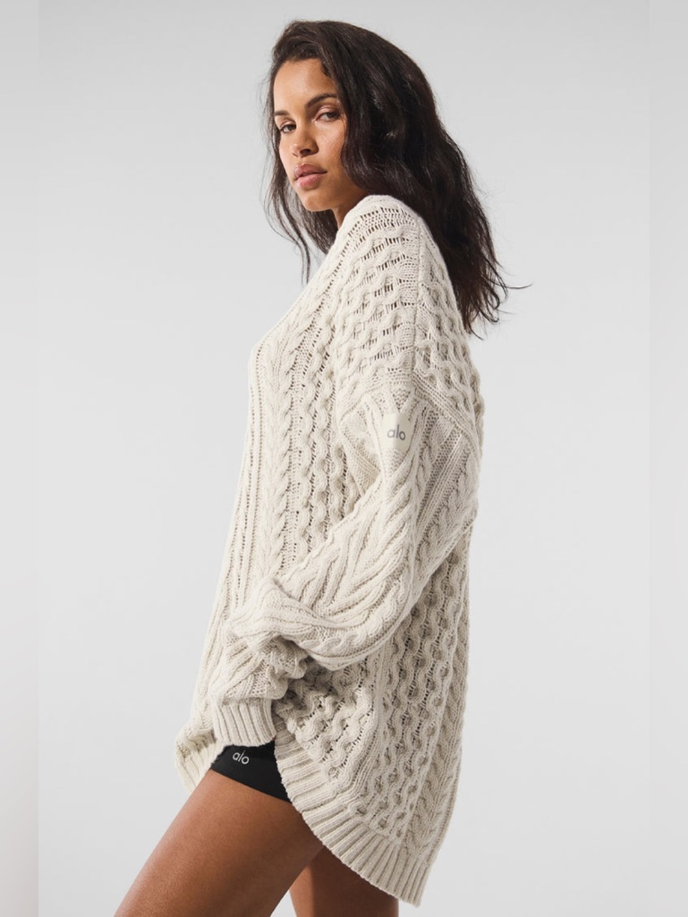 2. ALO Yoga Cable Knit Crew Neck Sweater - Picture 3 of 4